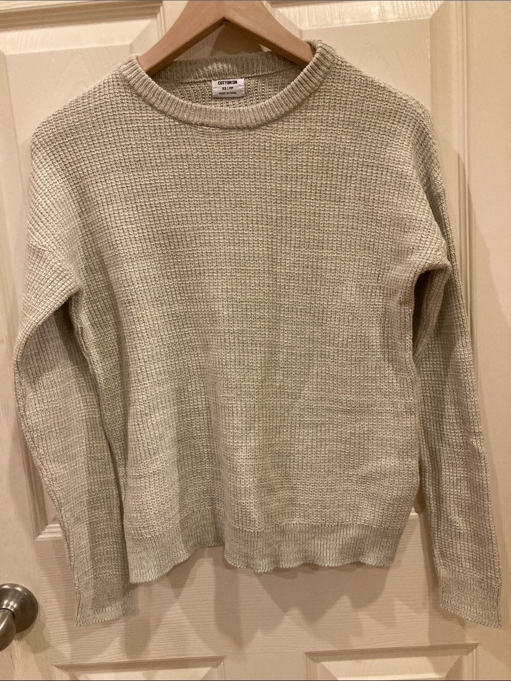 Cotton On Cream Waffle Knit Crew Sweater